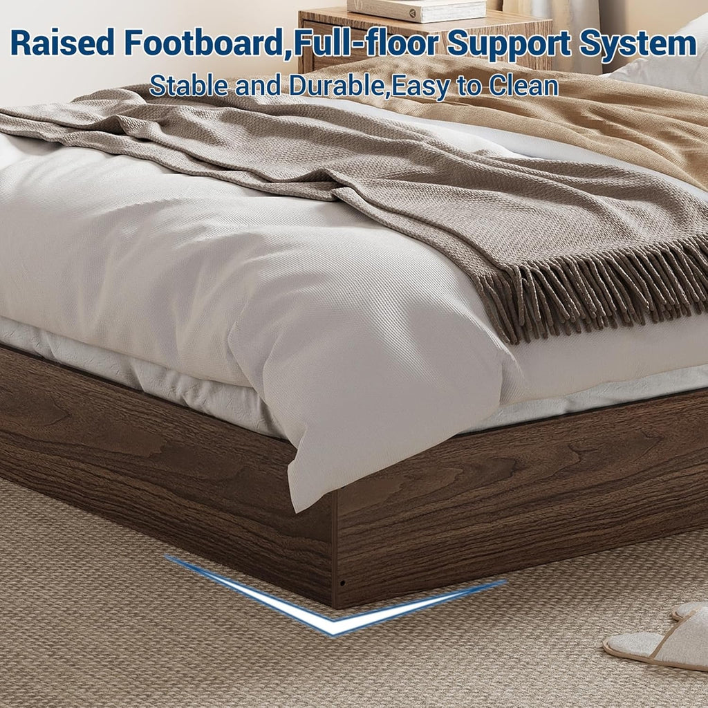Queen Wood Platform Bed Frame,Wooden Bed Frame Without Headboard, Wood Slat Support,No Box Spring Needed, Easy Assembly