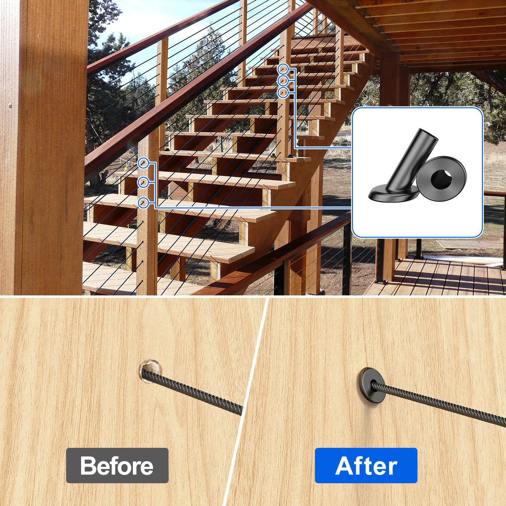 40Pack 25°-35° Black Cable Railing Angle Protector Sleeves