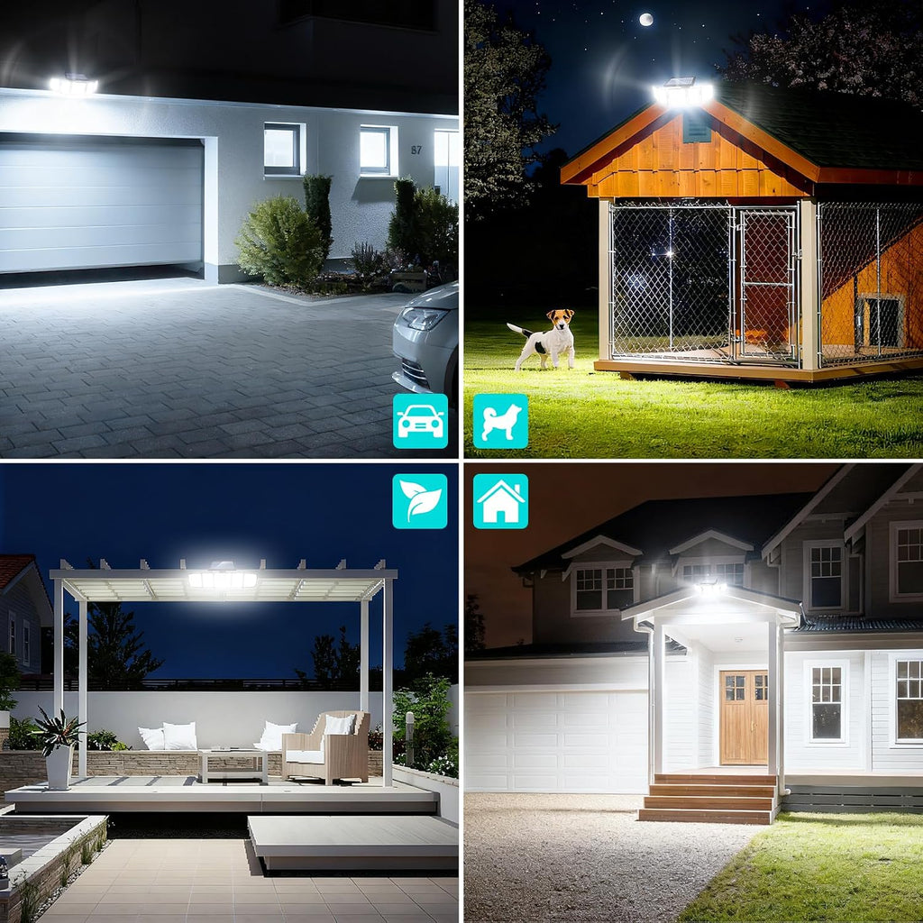 Solar Lights Outdoor Waterproof Motion Sensor - 3000 Lumens 5-Head Adjustable Solar Flood Light, IP65 Waterproof