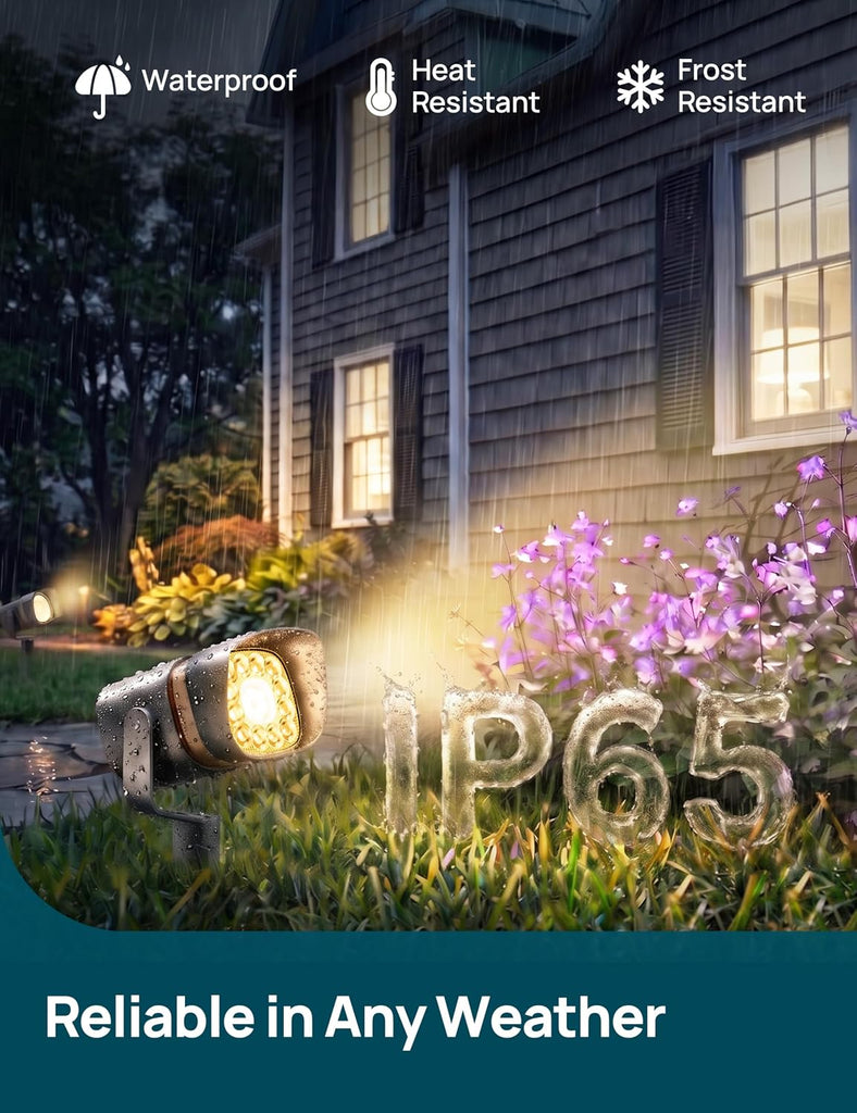 Smart Low Voltage Outdoor Spotlights 12-24V Dual Ring, RGBW, 4 Pack | SL6LV Landscape Lighting, Required Transformer