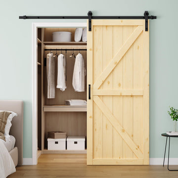 42"x84" Spruce Barn Door with 7FT Sliding Hardware Kit & Handle, K Style