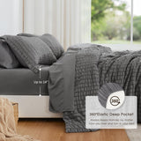 Love's cabin Seersucker Dark Grey Twin Comforter Set