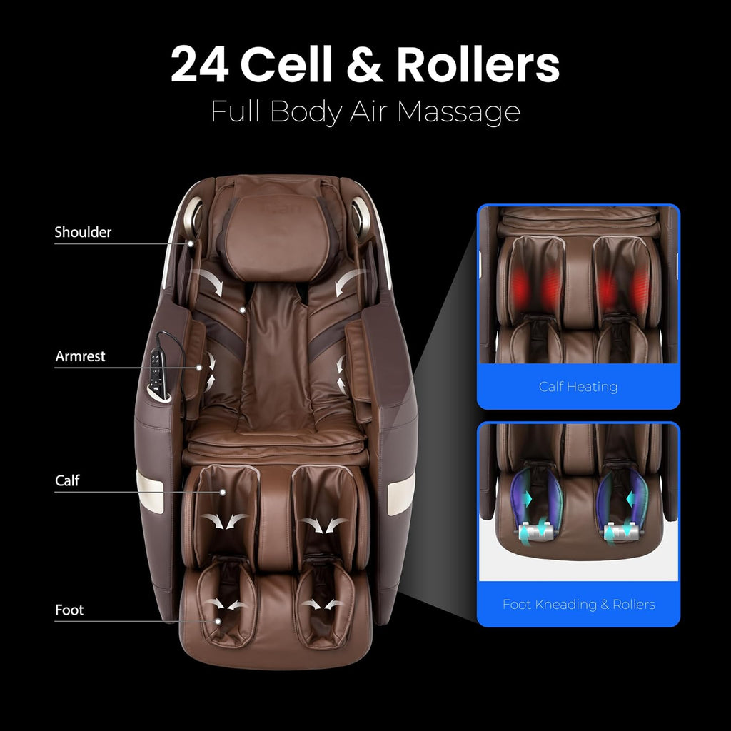 Quantum Black Massage Chair with 3D SL-Track Rollers, 3 Step Zero Gravity, Full Body Airbag Massage, Intelligent
