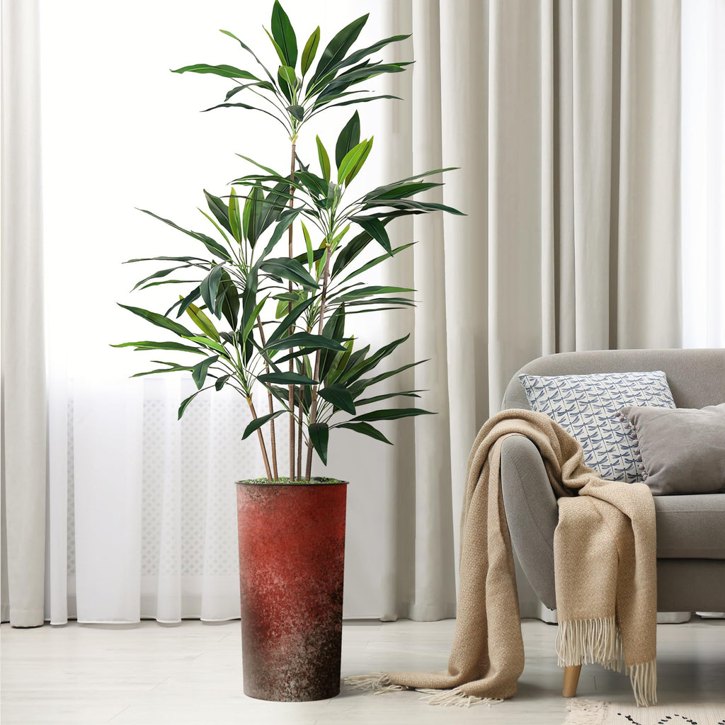Artificial Tree in Modern Planter, Fake Dracaena Tree Silk Tree for Indoor and Outdoor Home Decoration - 66" Overall