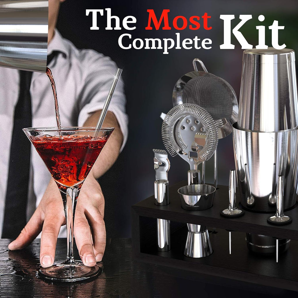 13-Piece Boston Cocktail Shaker Set Stainless Steel Mixology Bartender Kit With Stand Bar Cocktail Set | Laser