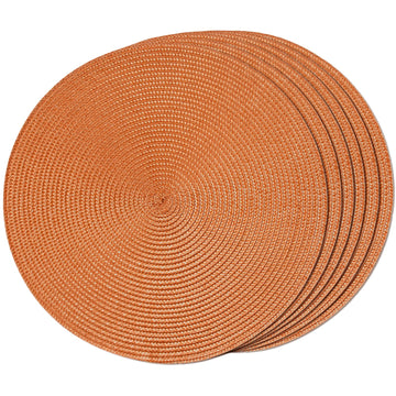 Round Braided Placemats Set of 6 Table Mats for Dining Tables Woven Washable Non-Slip Place mats 15 Inch for Fall