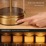 O’Bright Luma - Battery Powered Table Lamp, Cordless Glass Bedside Lamp with Rechargeable Battery
