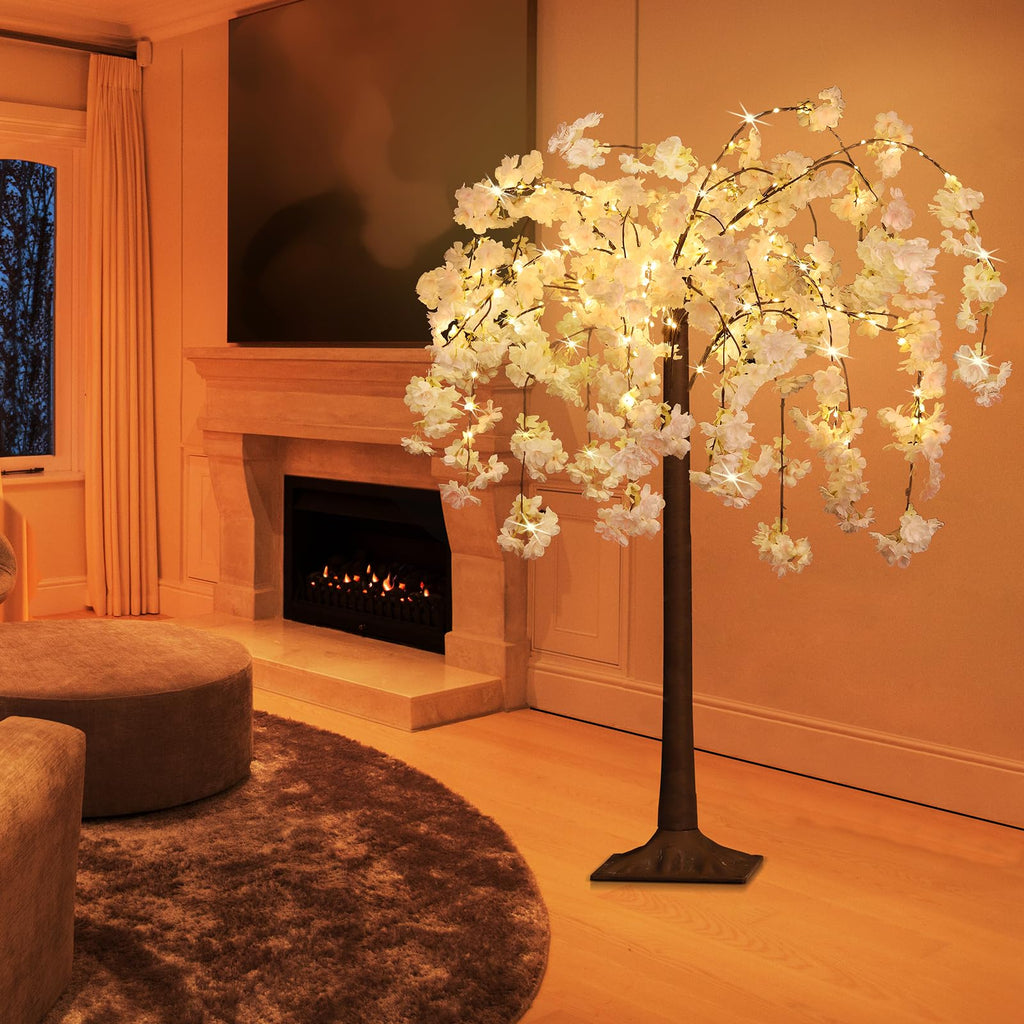 Lighted Cherry Blossom Tree LED Artificial Trees, Warm White