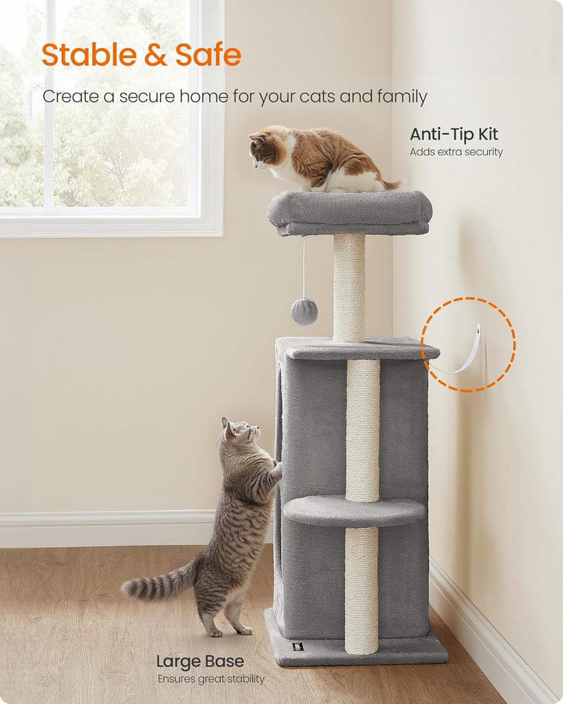 Cat Tree, Small Cat Tower for Indoor Cats, Plush Cat Caves with Perch, Scratching Posts, for Small Spaces, Kittens