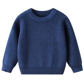 Toddler Baby Boys Girls Sweater Warm Long Sleeve Chunky Pullover Kids Knited Crewneck Sweatshirt Fall Winter Outfits