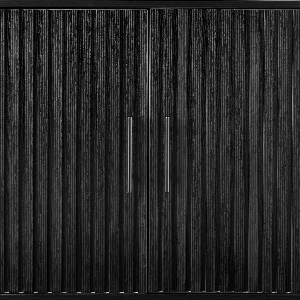 Slatted Sideboard Buffet Cabinet, Entryway Table, Accent Storage Cabinet, Console Table - Black
