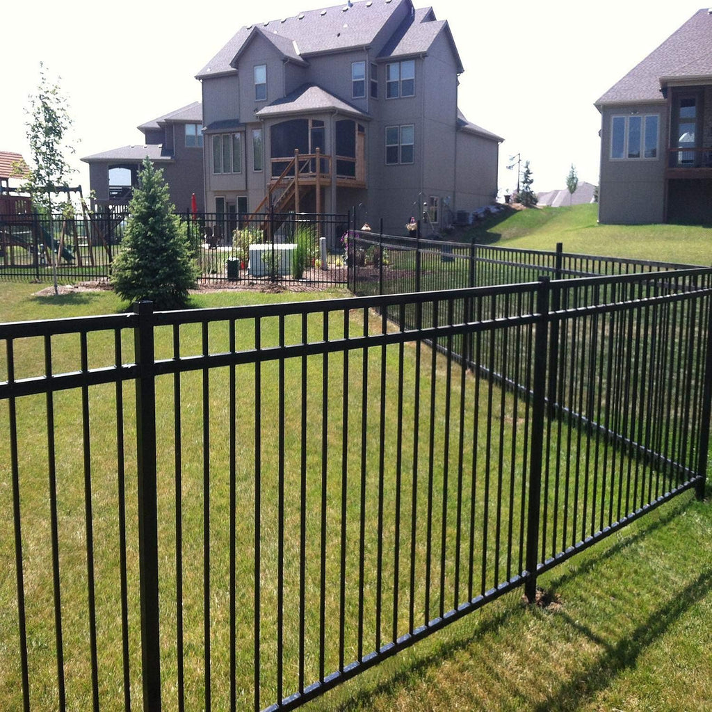 Black Steel Anti-Rust Fence Panel Vail Style - 6.5ft W x 5ft H - DIY Installation Fence Kit, Outdoor Fencing for Yard