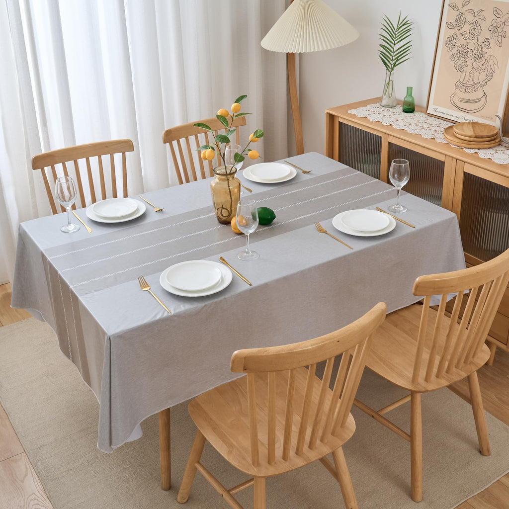 Vinyl Tablecloth 108 Inch with Flannel Backing, Rectangular PVC Table Cloth 100% Waterproof Wipe Clean Table Cover