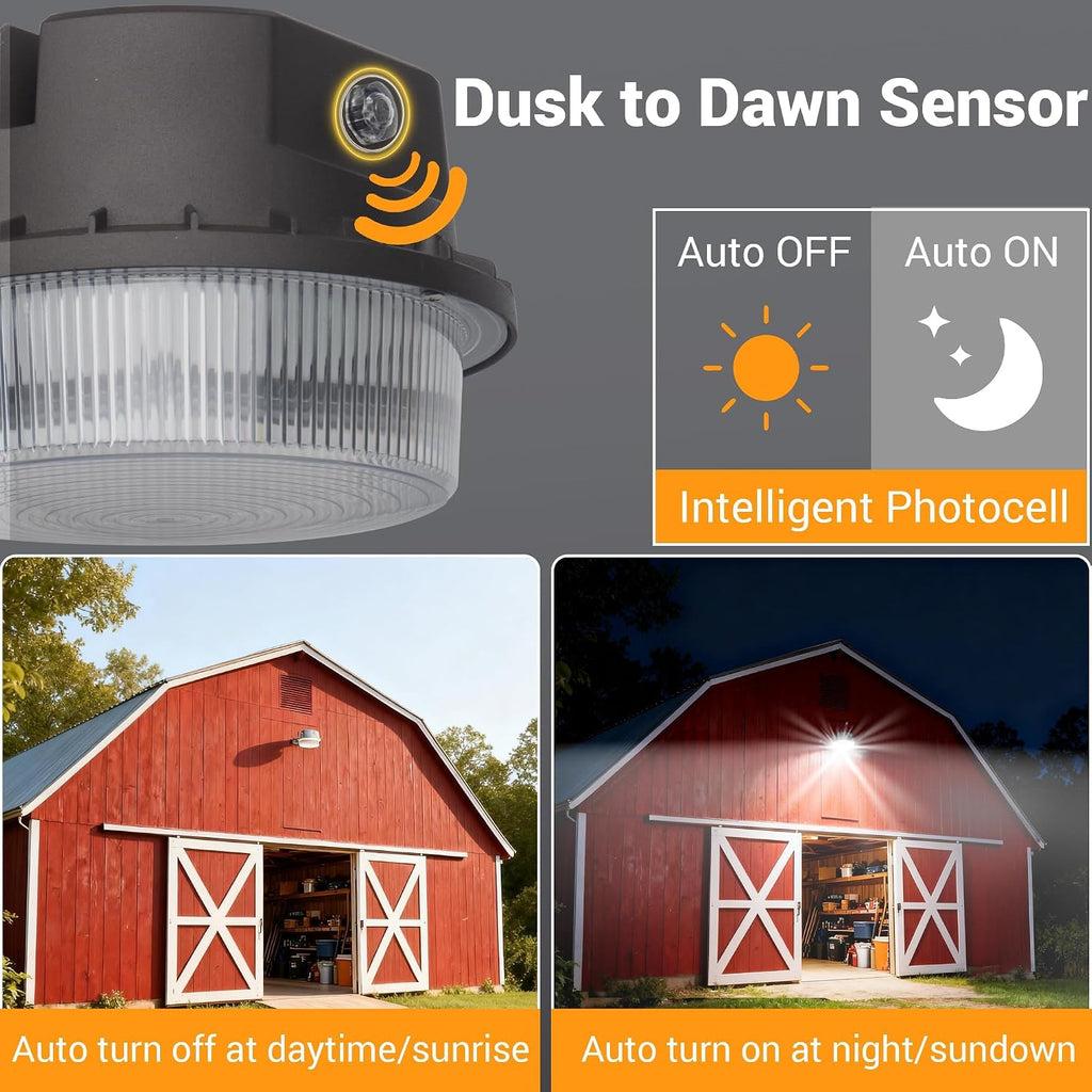 LED Barn Light Dusk to Dawn with Photocell, 55W 7500LM 5000K Daylight, 500W Incandescent/200W HID Replacement