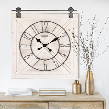 Rustic Large Wall Clock, Classic Vintage Hanging Clock