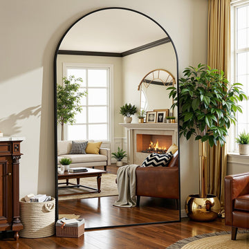 Full Length Mirror 72" L x 44" Full Body Standing Mirror, Gym, Dorm - Shatter-Resistant & Easy Assembly, Arched