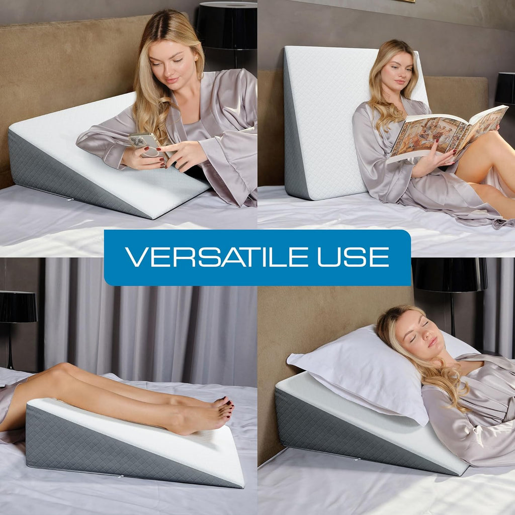 Kolbs Extra Wide Bed Wedge Pillow | Super Large, Memory Foam Top and Jacquard Cover | for Sleeping Acid Reflux GERD