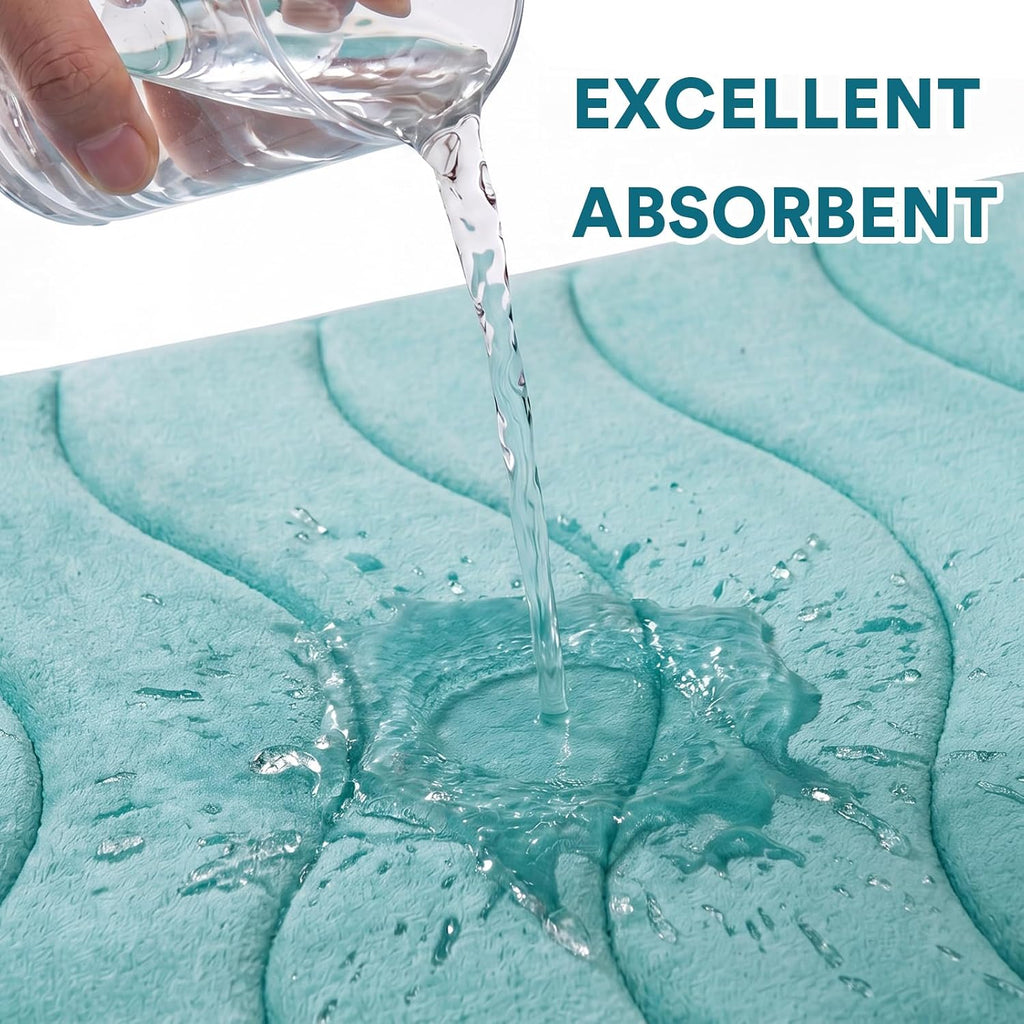 Memory Foam Bath Mat Extra Long Non Slip Shower Rug Mats Water Absorbent Thick Soft, 47x17,Aqua Green