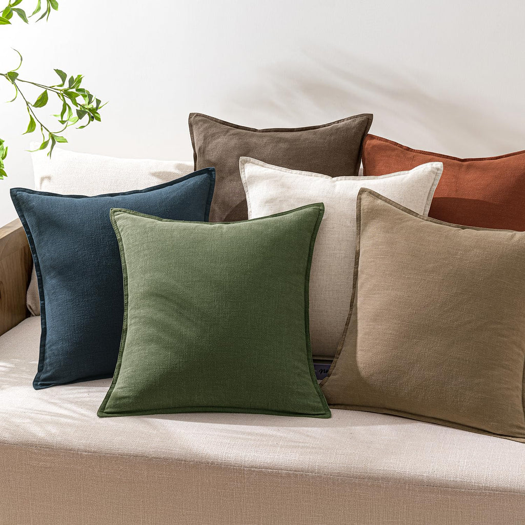 Linen Solid Euro Throw Pillow Covers 24x24 Inch Navy Blue