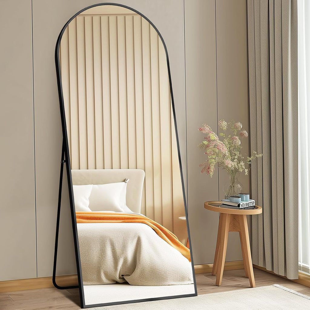 Arched Full Length Mirror with Stand 64"x21" Floor Standing Aluminum Frame Body Hanging Leaning Modern Simple Home