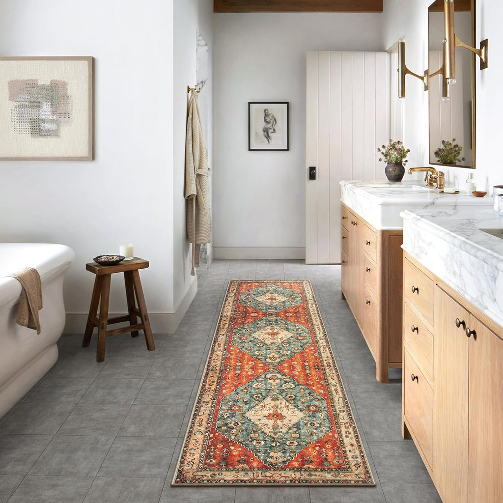 Felice Boho Tribal 2'6" x 10' Washable Runners for Hallways, Oriental Kitchen Runner Rugs Non Skid Washable, Oriental
