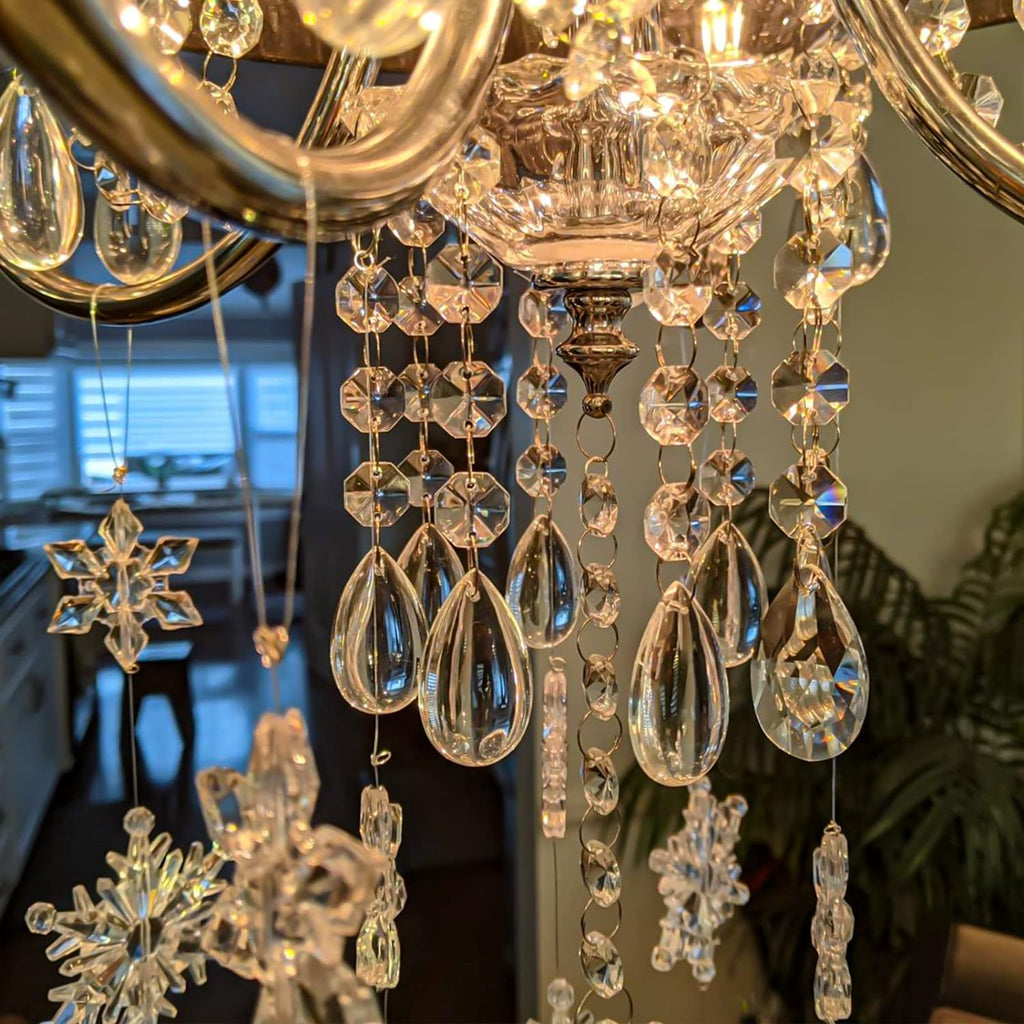 24 Pcs Teardrop Chandelier Prisms Candle Chandelier Crystal Pendants Glass Pendant Beads 1.5" for Chandelier Lights