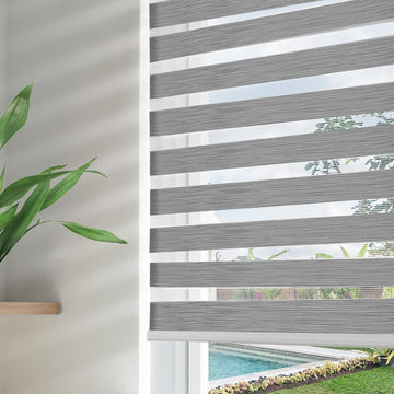 Cordless Zebra Blinds for Windows, Dual Layer Free-Stop Zebra Shades Privacy Light Control for Day and Night, Light