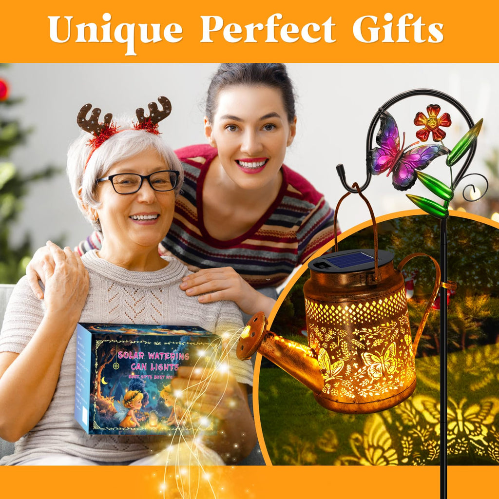 Watering Can Lights, Butterfly Hanging Lantern Solar Lights Outdoor