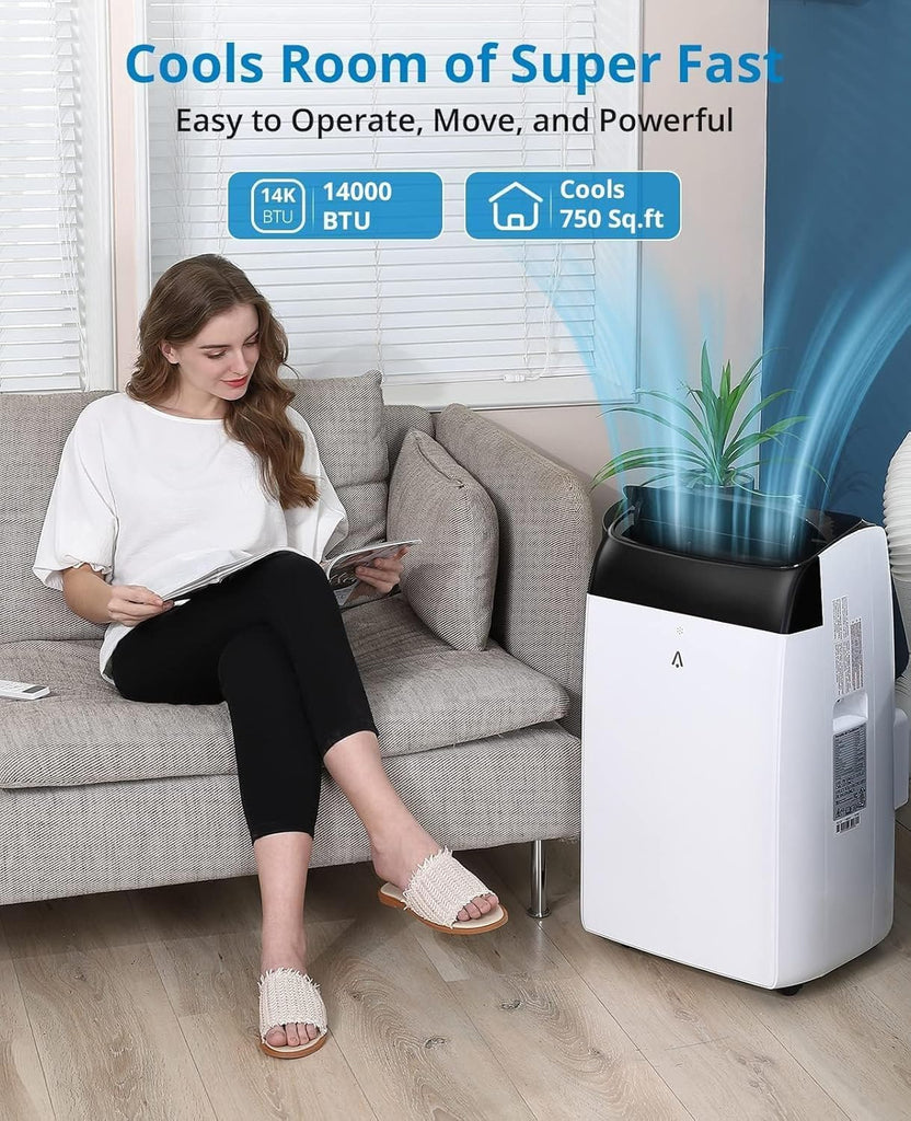 14000 BTU Portable Air Conditioner, 3-in-1 Indoor AC Unit with Cooling, Dehumidifier, Fan, 24-Hour Timer