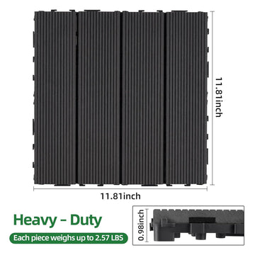 9 PCS 23.13 lb Heavy-Duty & Recyclable Wood-Plastic DIY Interlocking Deck Tiles 11.8" x 11.8"- Waterproof Outdoor and