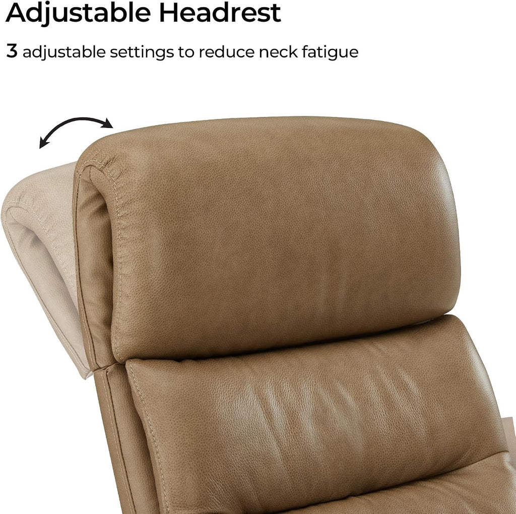 Modern Reclining Swivel Lounge Chair and Ottoman — Genuine Leather
