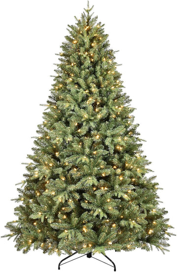 7.5FT Prelit Artificial Christmas Tree, 2652PE/PVC Tips, 550Lights | Warm White Incandescent Lights, Full Realistic