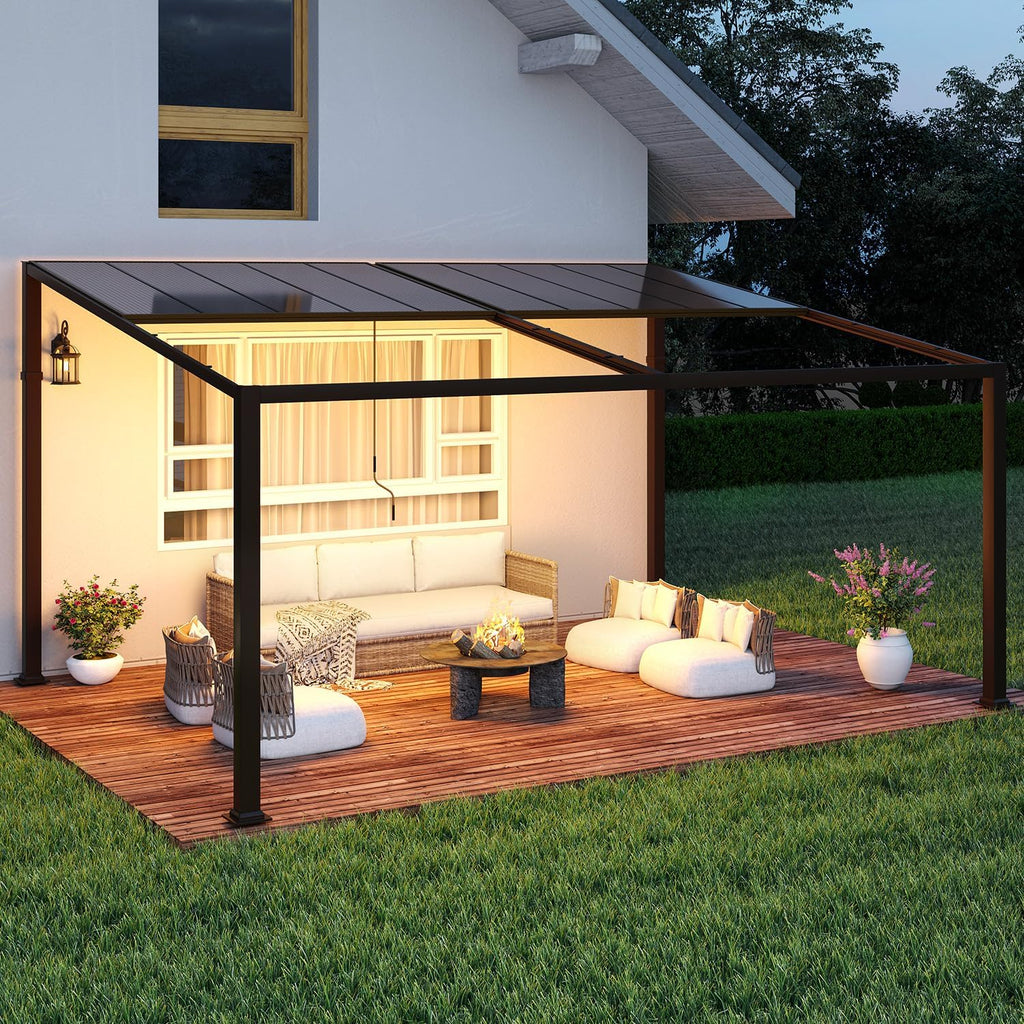 12x16 with Adjustable Polycarbonate Roofs, All Aluminum Frame Permanent Pergola for Patio
