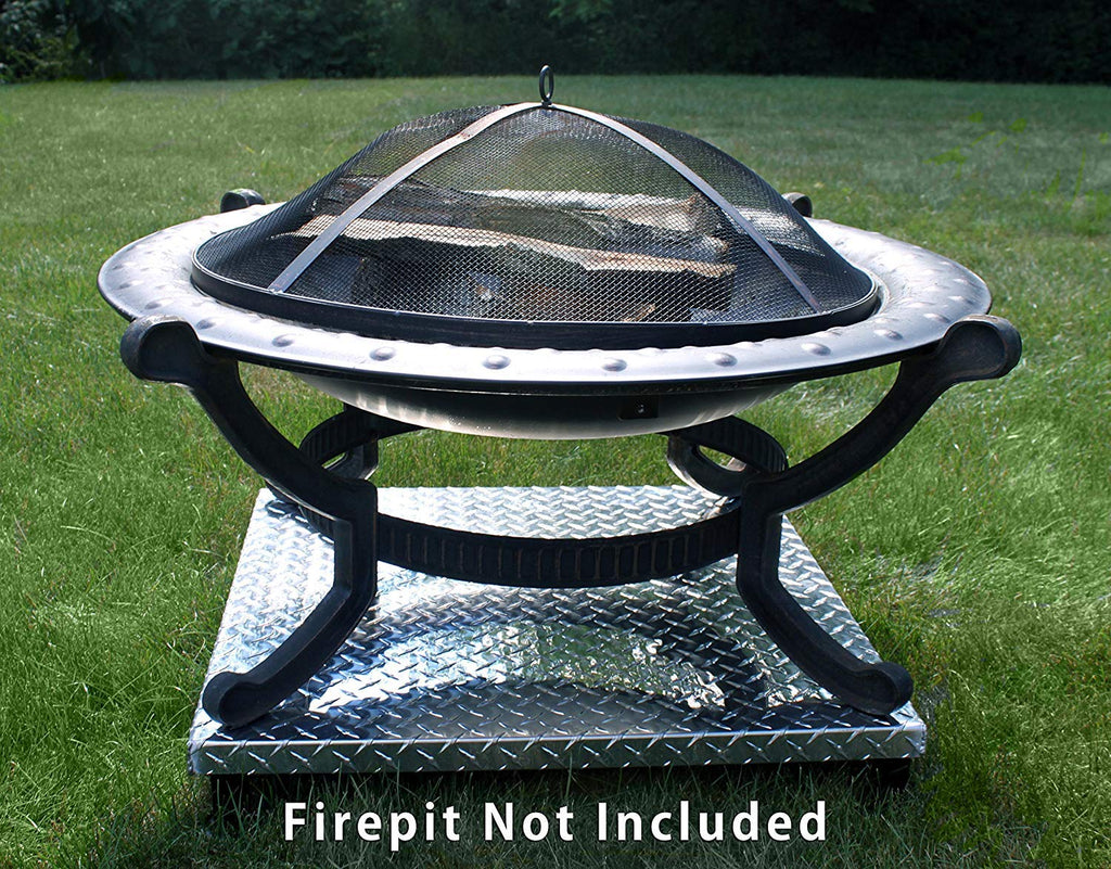 Deck Defender & Grass Guard - Fire Pit Base & Heat Shield - Polished Metal Fireproof Pad for Under Fire Pit - Heat