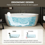 71" Acrylic Freestanding Whirlpool Bathtub, Oval Jetted Soaking Tub with 6 Water Jets & 7-Color LED Lights