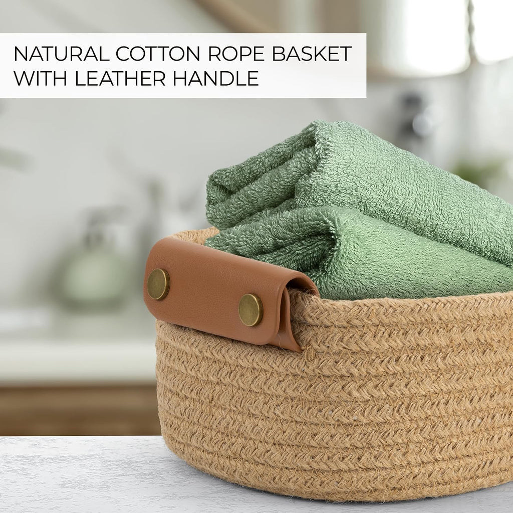 Beautiful Storage Basket Set of 5 - Sturdy Jute Rope Baskets for Shelves Are Perfect for Organizing Your Home