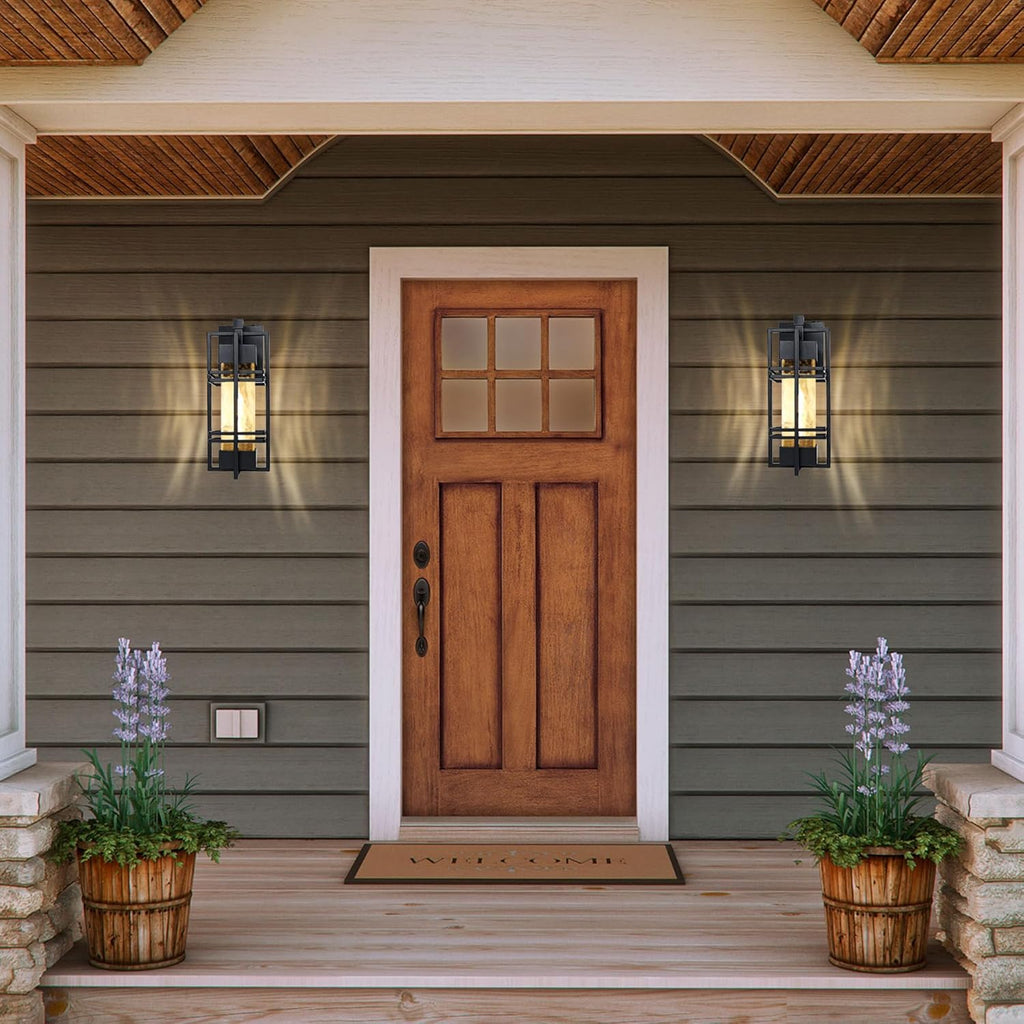 Dusk to Dawn Outdoor Front Porch Light Fixtures Wall Mount,2 Pack Sensor Exterior Lighting Fixtures for House