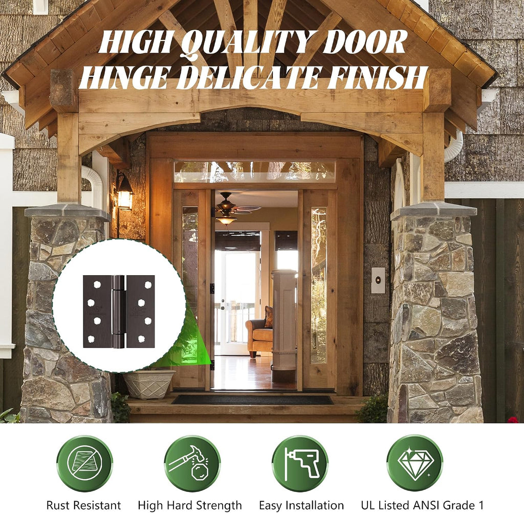 Self Closing Hinge 4 Inch Oil Rubbed Bronze Auto Close Door Hinges Adjustable 4 Inch Spring Hinges 4"x 4" Door Closer