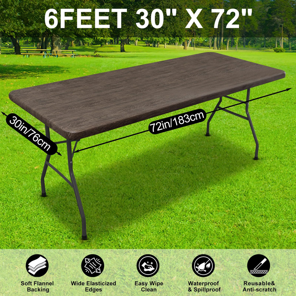 Fall Rectangle Table Cloth, Plastic Table Cover for 6FT Tables