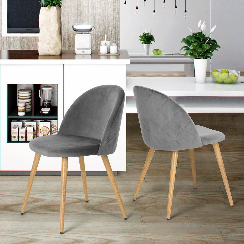 Upholstered Velvet Dining Chair Mid Back Armless with Wood Legs for Home Kitchen Bedroom Living Room