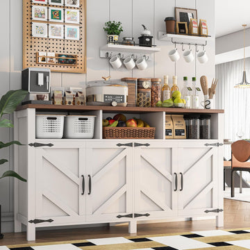 Buffet Sideboard with Storage Farmhouse with 4 Doors