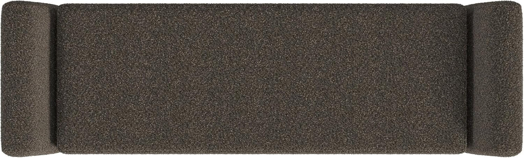 60" Modern Storage Bench with Wood Legs - Dark Brown Boucle