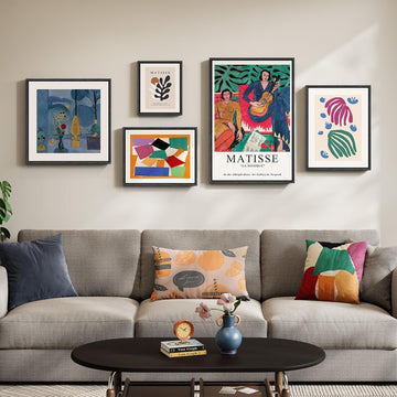 Large Framed Matisse Canvas Wall Art , 5 Piece Abstract Modern Art Botanical Painting Prints Wall Decor, Colorful