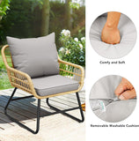 4-Piece Patio Furniture Wicker Outdoor Bistro Set, All-Weather Rattan Conversation Loveseat Chairs for Backyard