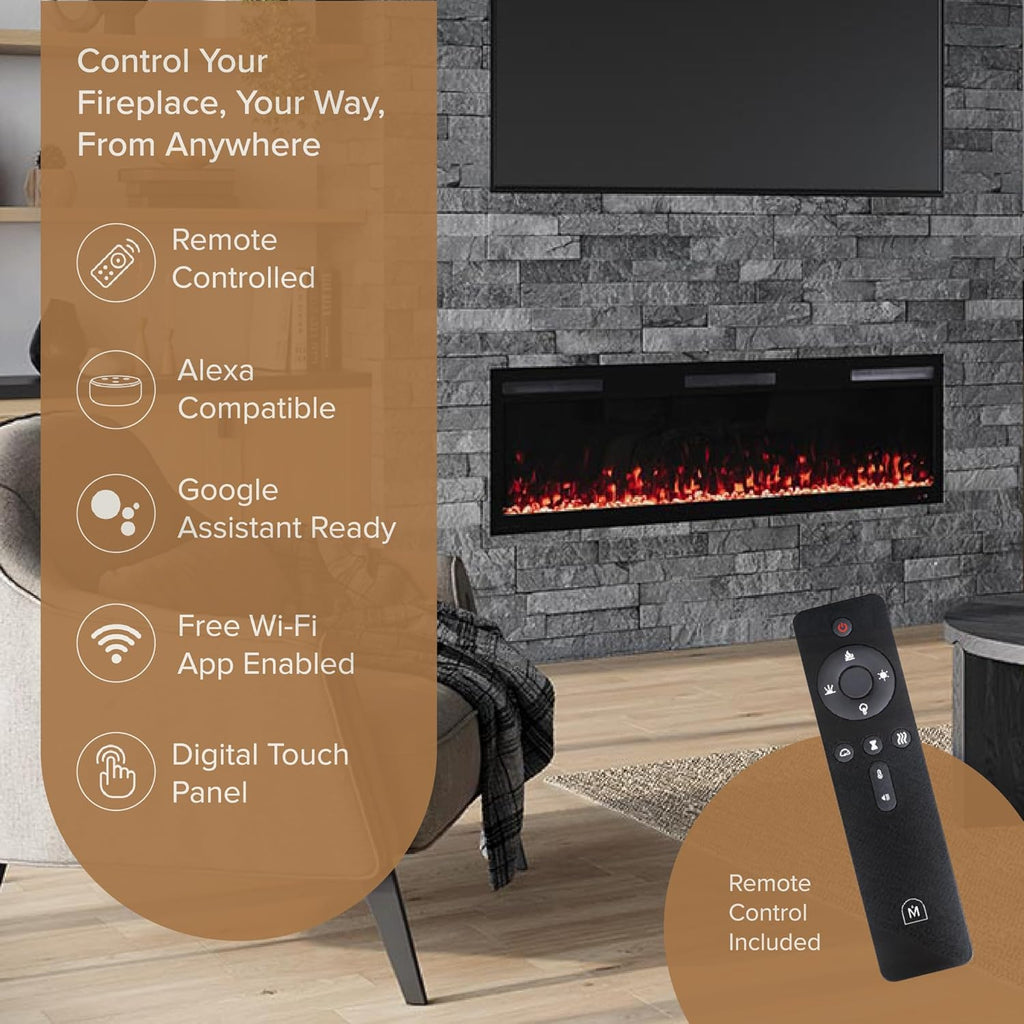 Modern Ember Vibrance 60 Inch Smart Linear Electric Fireplace Insert
