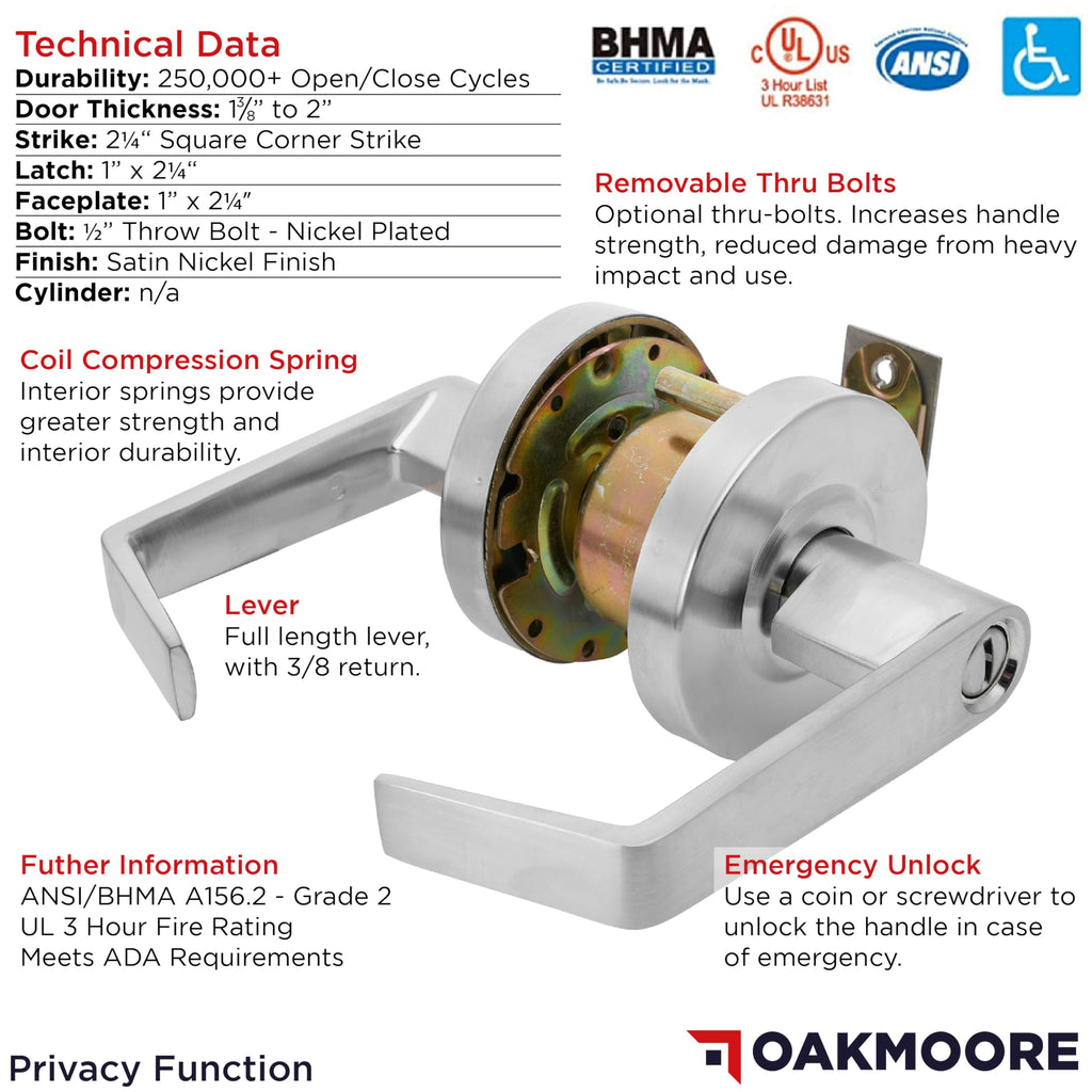 Commercial Bathroom Door Handle with Lock | Privacy Commercial Door Locks | Grade 2 Restroom Door Handle Lever | s &