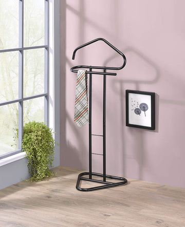 Kalblins Metal Clothing Wardrobe Suit Valet Rack Stand, Black