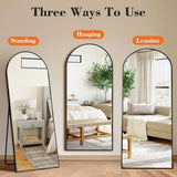 Arched Full Length Mirror with Stand 64"x21" Floor Standing Aluminum Frame Body Hanging Leaning Modern Simple Home