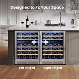 Wine Fridge Cooler - 24 Inch Dual Zone Wine Fridge Hold 52 Bottles, 40-65°F Wine