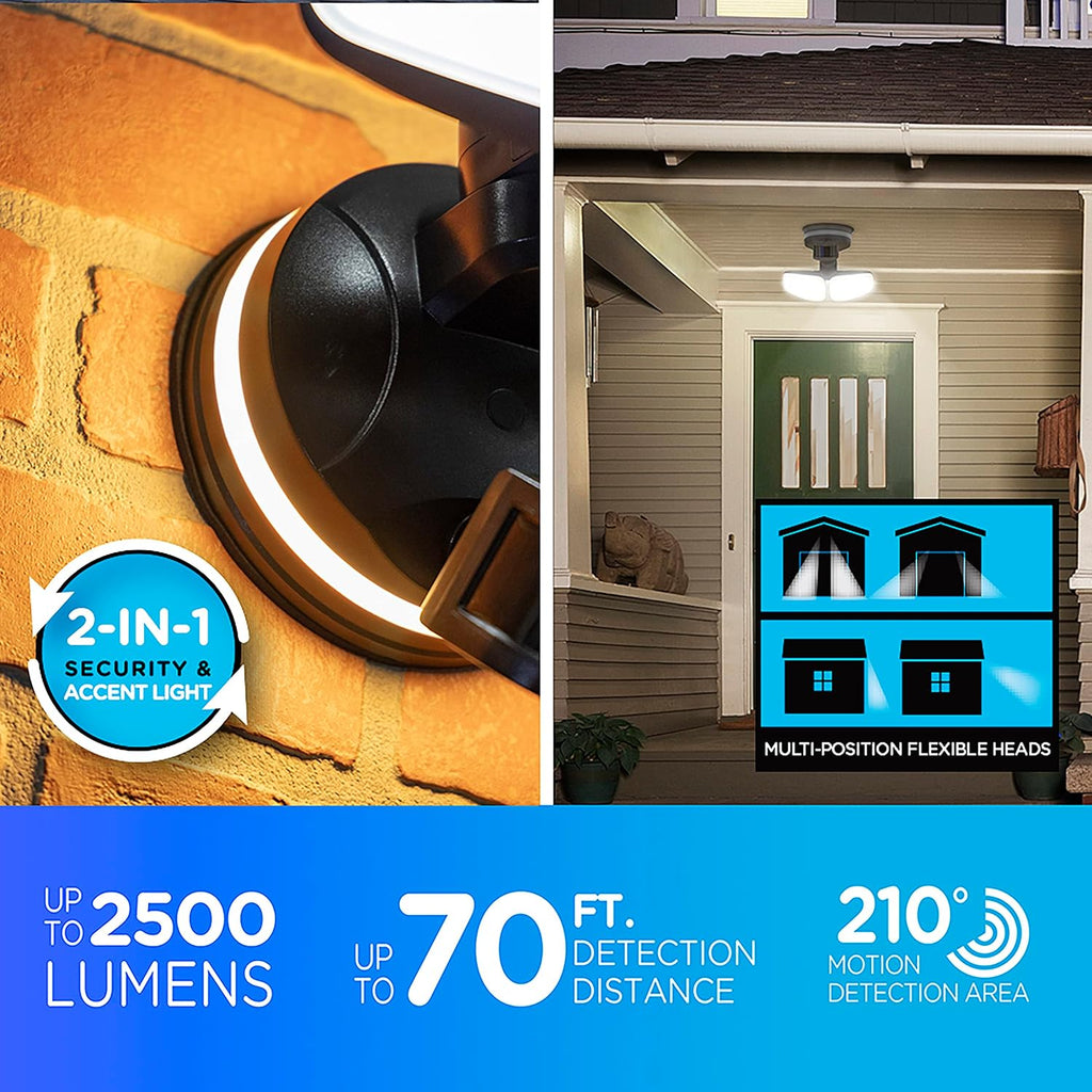 Vibe Smart LED Security Light, Dual Head, Motion Activated | ETL Listed, UV Resistant, 2500 Lumens, 4000K, Works with